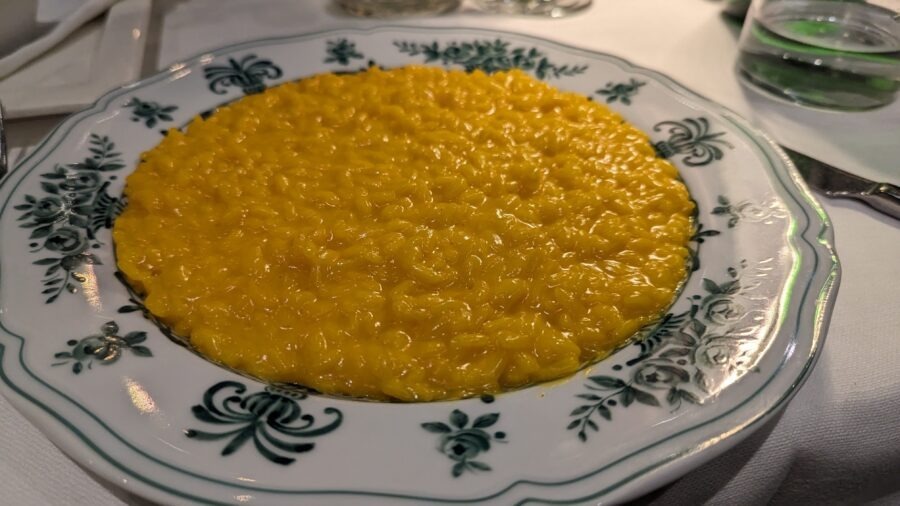 Plate of yellow risotto dish