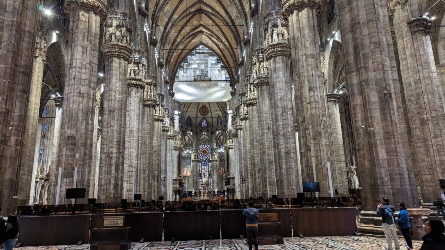 Majestic cathedral interior with columns.
